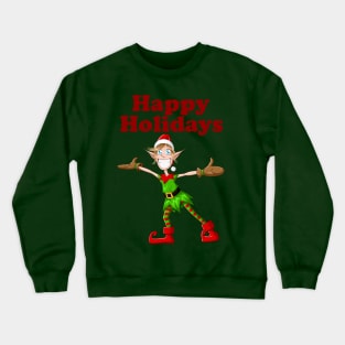 Christmas Elf Spreading Arms And Smiling Crewneck Sweatshirt